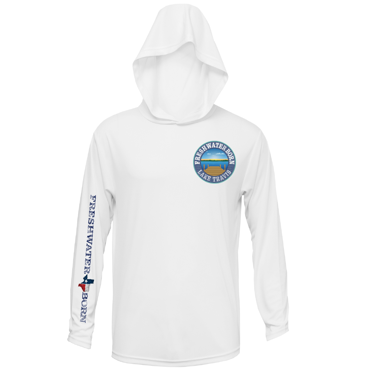 Lake Travis Freshwater Born Kraken Men's Long Sleeve UPF 50+ Dry-Fit Hoodie