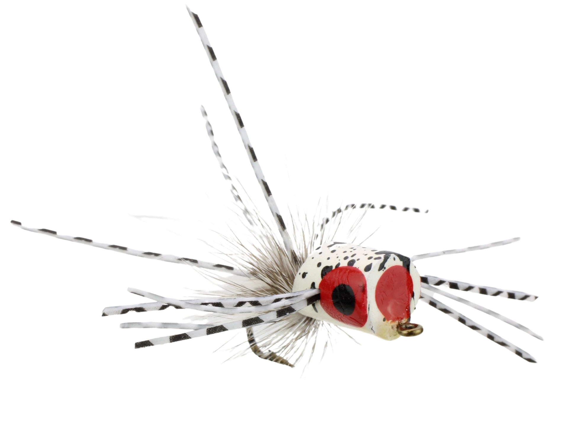 Wild Water Fly Fishing Glow In The Dark White Spider Legs Flat Face Mini Panfish Popper, Size 6 (Qty 4) | SendIt Sailing