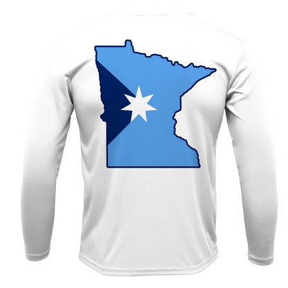 Bear Lake, MN Freshwater Born State Flag Men's Long Sleeve UPF 50+ Dry-Fit Shirt
