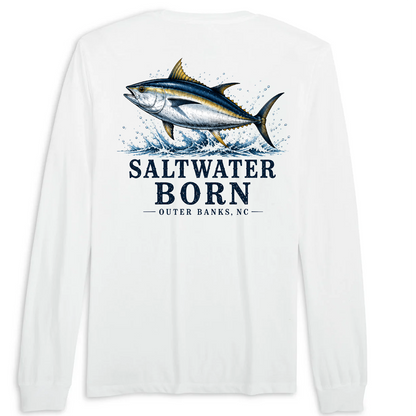 Outer Banks, NC Tuna Men's Cotton Long Sleeve Shirt