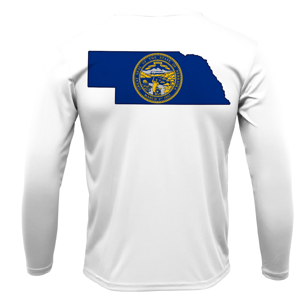 Nebraska Freshwater Born State Flag Men's Long Sleeve UPF 50+ Dry-Fit Shirt