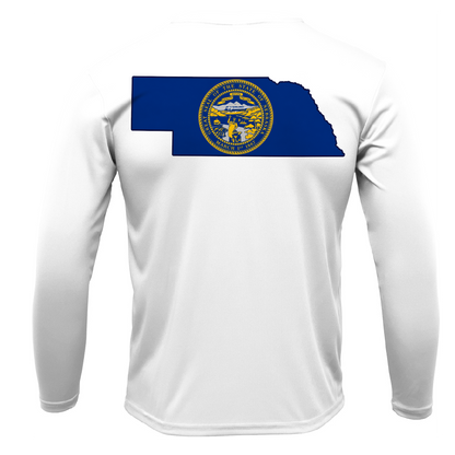 Nebraska Freshwater Born State Flag Men's Long Sleeve UPF 50+ Dry-Fit Shirt