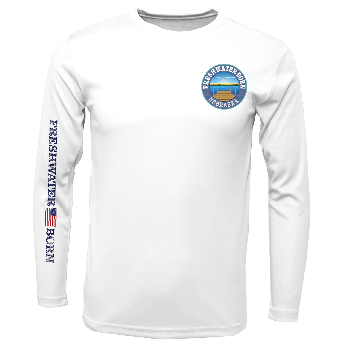 Nebraska Freshwater Born State Flag Men's Long Sleeve UPF 50+ Dry-Fit Shirt