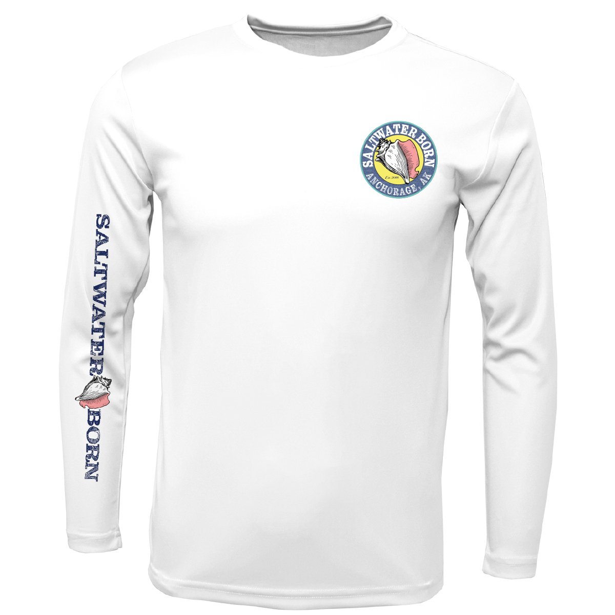 Anchorage, AK Northern Lights Whale Tail Boy's Long Sleeve UPF 50+ Dry-Fit Shirt