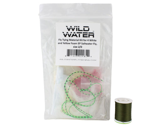 Wild Water Fly Fishing Fly Tying Material Kit, White and Yellow Foam Saltwater EP Fly | SendIt Sailing