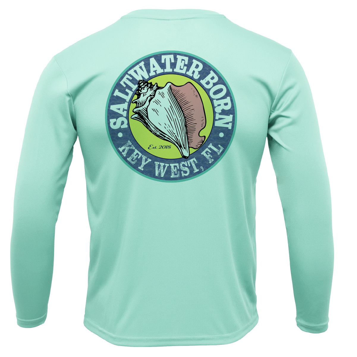 Key West, FL Saltwater Born Linear Logo Long Sleeve UPF 50+ Dry-Fit Shirt