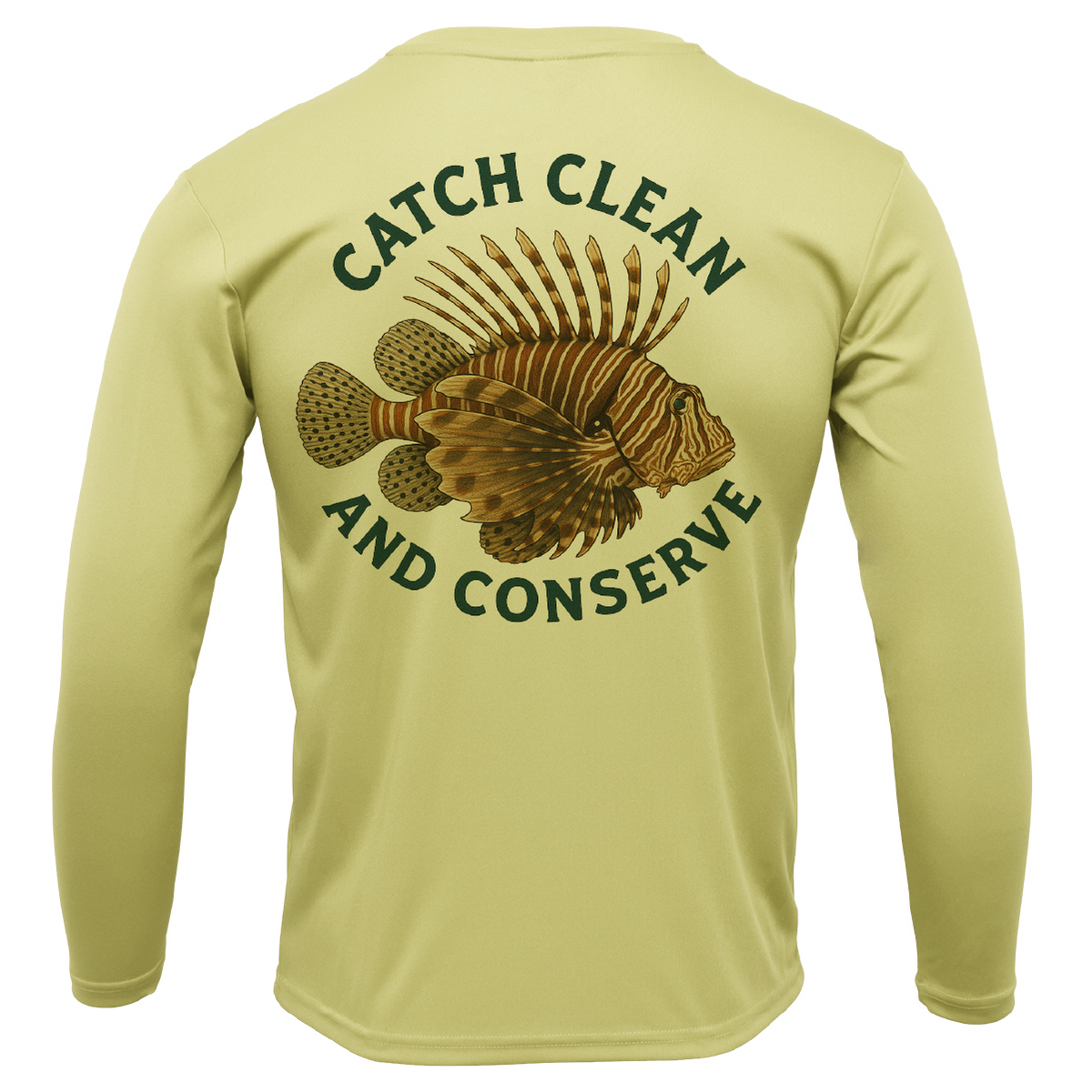 Key West, FL "Catch Clean Conserve" Lionfish Men's Long Sleeve UPF 50+ Dry-Fit Shirt