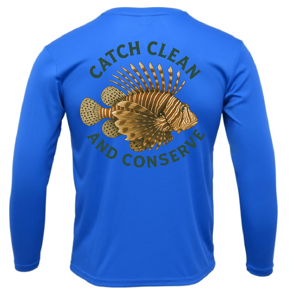 Key West, FL "Catch Clean Conserve" Lionfish Men's Long Sleeve UPF 50+ Dry-Fit Shirt