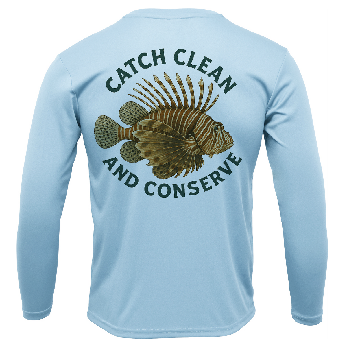 Key West, FL "Catch Clean Conserve" Lionfish Men's Long Sleeve UPF 50+ Dry-Fit Shirt