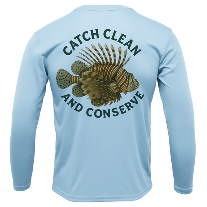 Key West, FL "Catch Clean Conserve" Lionfish Men's Long Sleeve UPF 50+ Dry-Fit Shirt