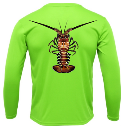 Key West, FL Realistic Lobster Men's Long Sleeve UPF 50+ Dry-Fit Shirt