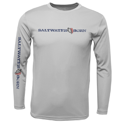 Key West, FL Saltwater Born Linear Logo Long Sleeve UPF 50+ Dry-Fit Shirt