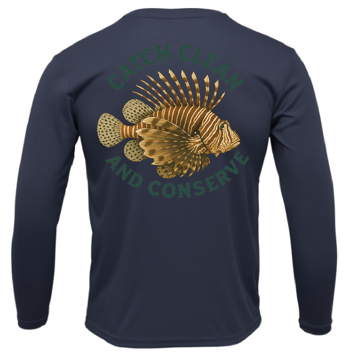 Key West, FL "Catch Clean Conserve" Lionfish Men's Long Sleeve UPF 50+ Dry-Fit Shirt