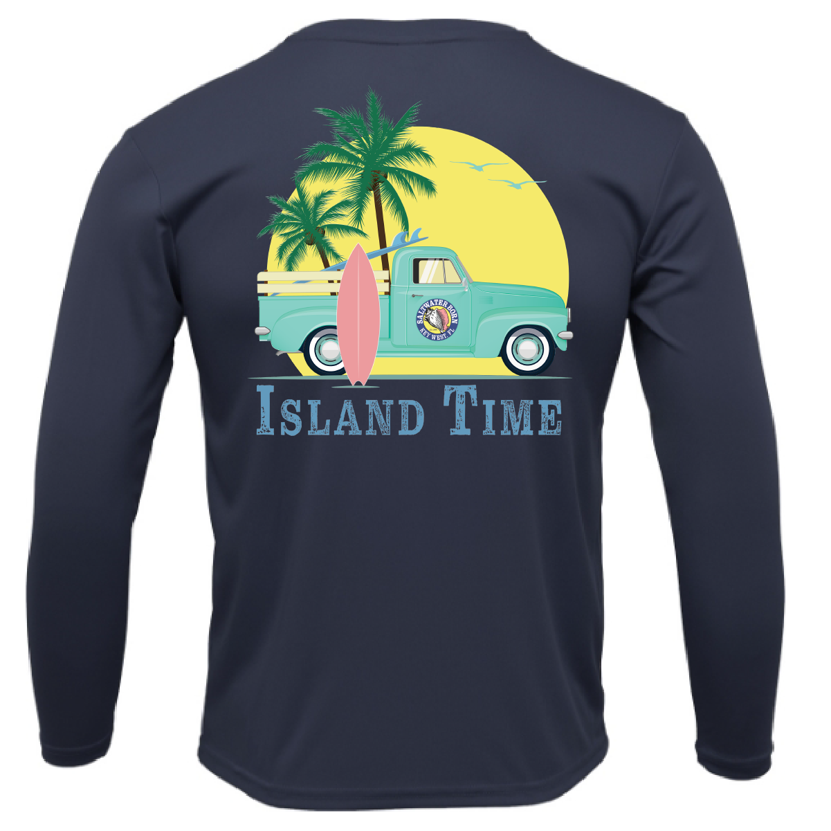 Key West, FL Island Time Men's Long Sleeve UPF 50+ Dry-Fit Shirt