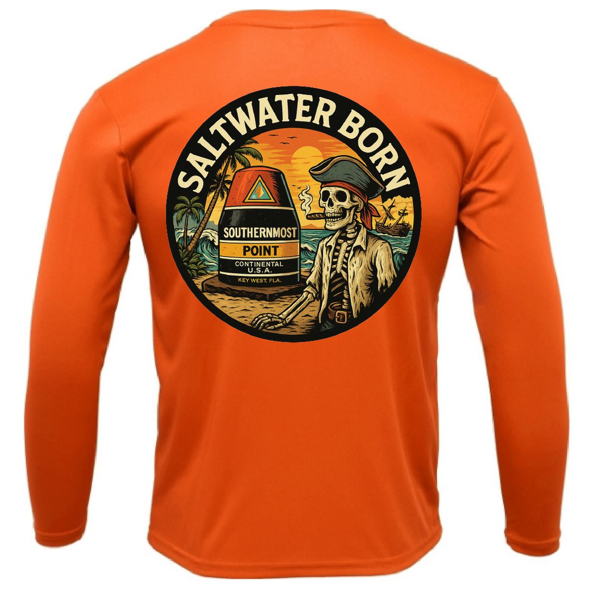 Key West, FL Pirate Men's Long Sleeve UPF 50+ Dry-Fit Shirt