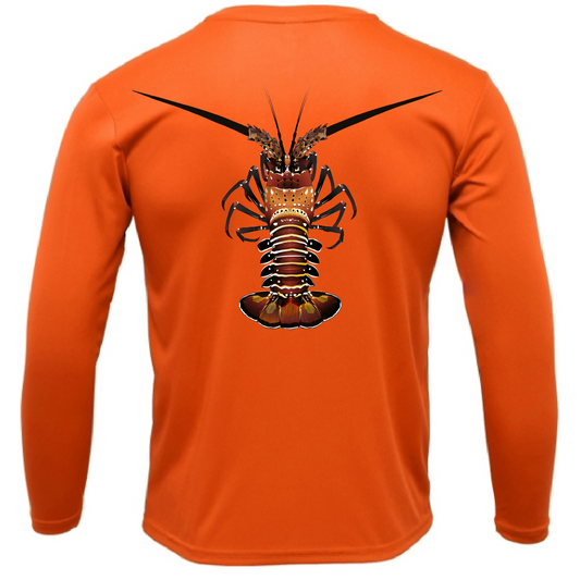 Key West, FL Realistic Lobster Men's Long Sleeve UPF 50+ Dry-Fit Shirt