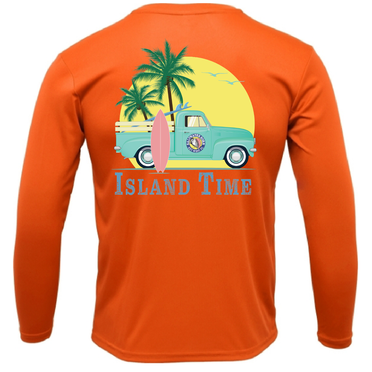 Key West, FL Island Time Men's Long Sleeve UPF 50+ Dry-Fit Shirt