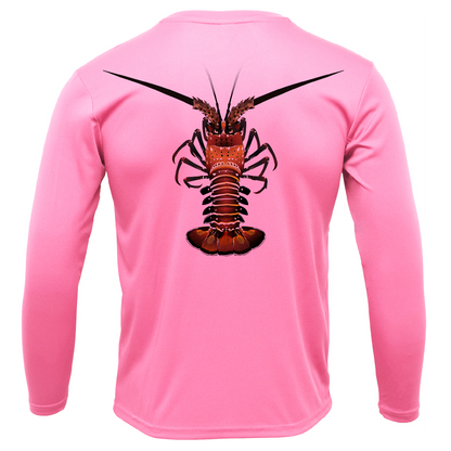 Key West, FL Realistic Lobster Men's Long Sleeve UPF 50+ Dry-Fit Shirt