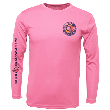 Key West, FL Realistic Lobster Men's Long Sleeve UPF 50+ Dry-Fit Shirt