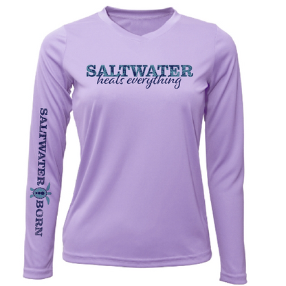Siesta Key, FL "Saltwater Heals Everything" Women's Long Sleeve UPF 50+ Dry-Fit Shirt