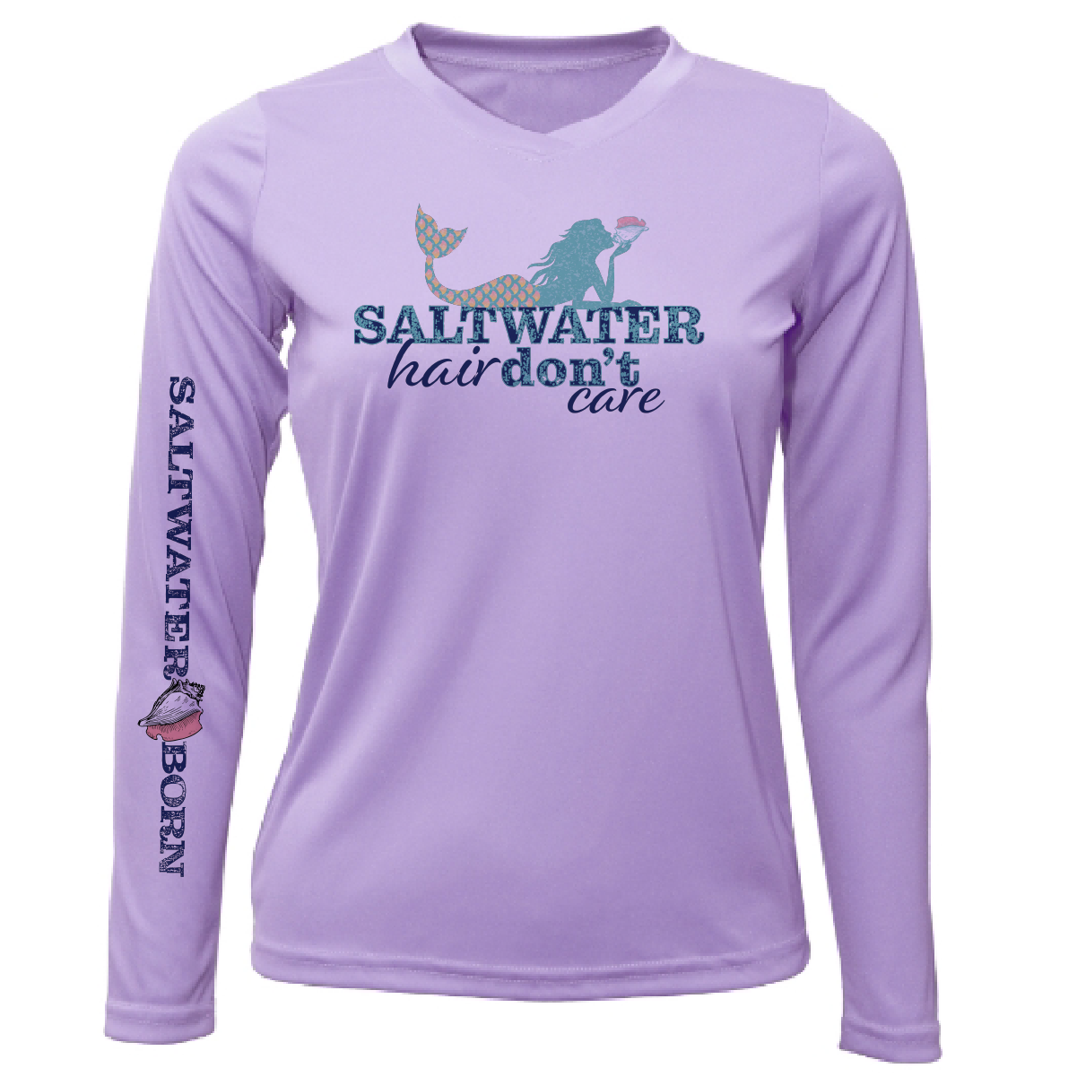 Key West, FL "Saltwater Hair...Don't Care" Women's Long Sleeve UPF 50+ Dry-Fit Shirt