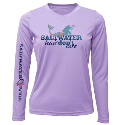 Key West, FL "Saltwater Hair...Don't Care" Women's Long Sleeve UPF 50+ Dry-Fit Shirt