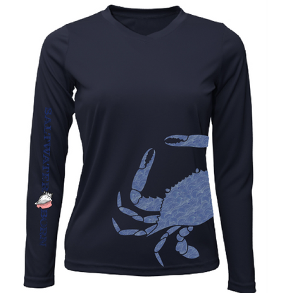 Blue Crab Wrap Women's Long Sleeve UPF 50+ Dry-Fit Shirt