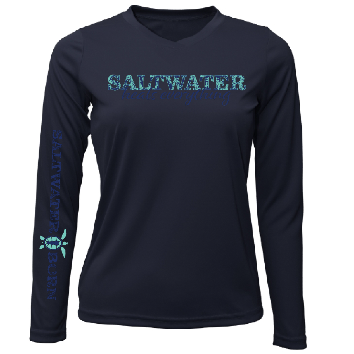Key West, FL "Saltwater Heals Everything" Women's Long Sleeve UPF 50+ Dry-Fit Shirt