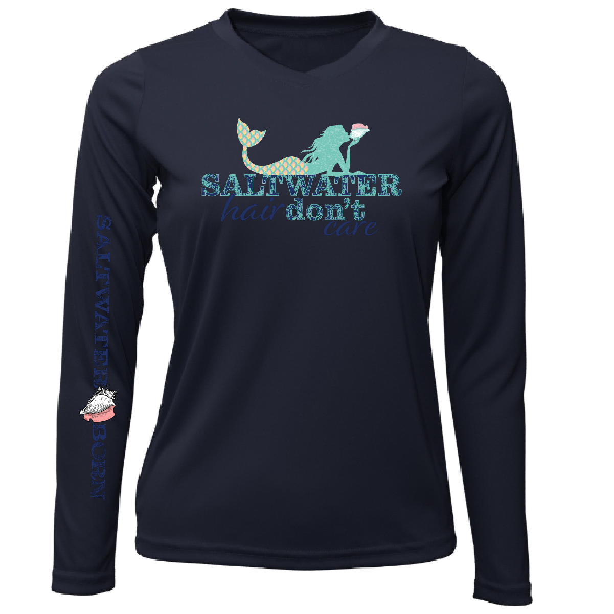 Key West, FL "Saltwater Hair...Don't Care" Women's Long Sleeve UPF 50+ Dry-Fit Shirt