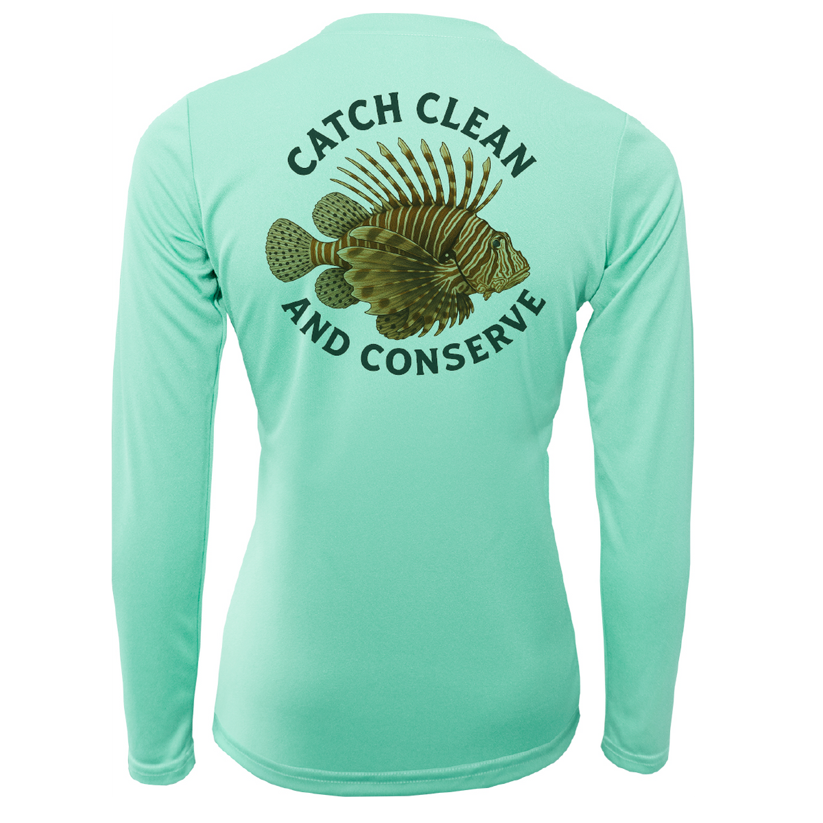 Key West, FL "Catch Clean Conserve" Lionfish Women's Long Sleeve UPF 50+ Dry-Fit Shirt