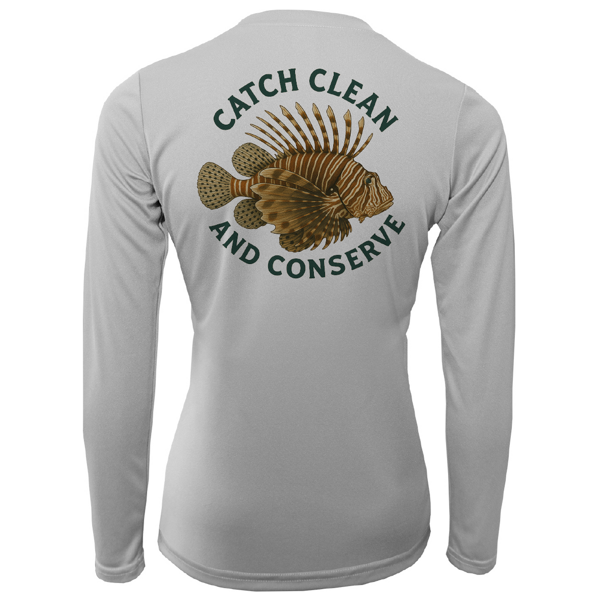 Key West, FL "Catch Clean Conserve" Lionfish Women's Long Sleeve UPF 50+ Dry-Fit Shirt