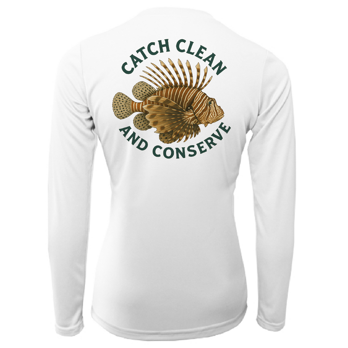 Key West, FL "Catch Clean Conserve" Lionfish Women's Long Sleeve UPF 50+ Dry-Fit Shirt