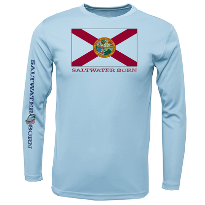 Key West, FL Flag Boy's Long Sleeve UPF 50+ Dry-Fit Shirt