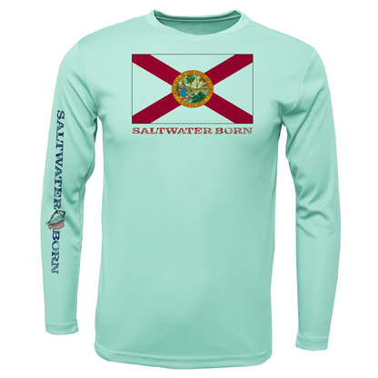 Key West, FL Flag Boy's Long Sleeve UPF 50+ Dry-Fit Shirt