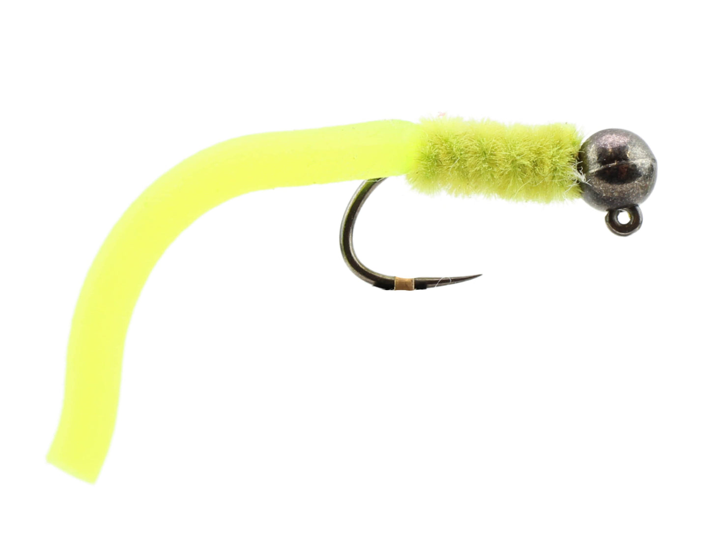 Wild Water Fly Fishing Tungsten Bead Head Yellow Squirmy Worm, Size 12 (Qty 6) | SendIt Sailing