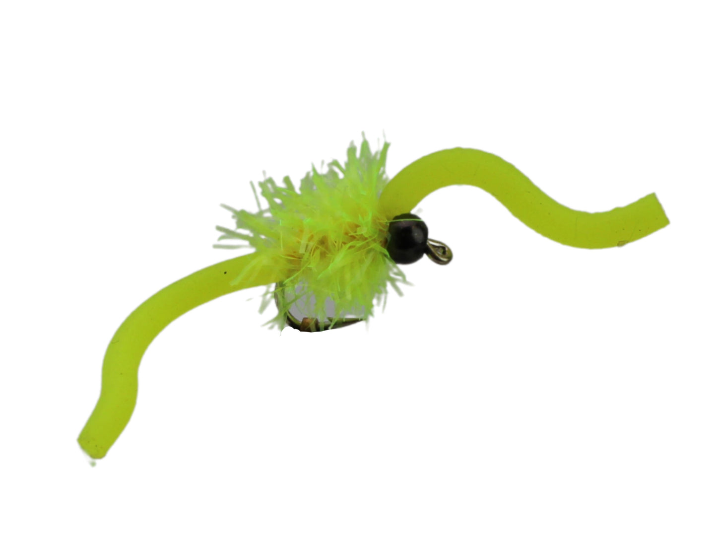 Wild Water Fly Fishing Tungsten Bead Head Yellow Squirmy Worm 2.0, Size 12 (Qty 6) | SendIt Sailing