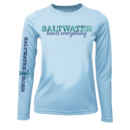 Key West, FL "Saltwater Heals Everything" Girl's Long Sleeve UPF 50+ Dry-Fit Shirt