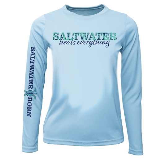 Key West, FL "Saltwater Heals Everything" Girl's Long Sleeve UPF 50+ Dry-Fit Shirt