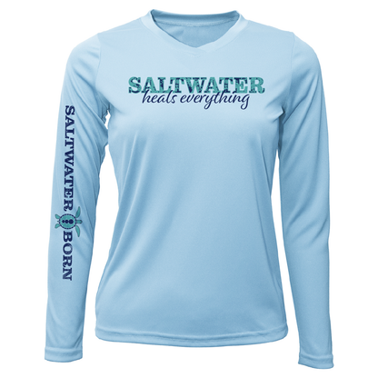 Siesta Key, FL "Saltwater Heals Everything" Women's Long Sleeve UPF 50+ Dry-Fit Shirt