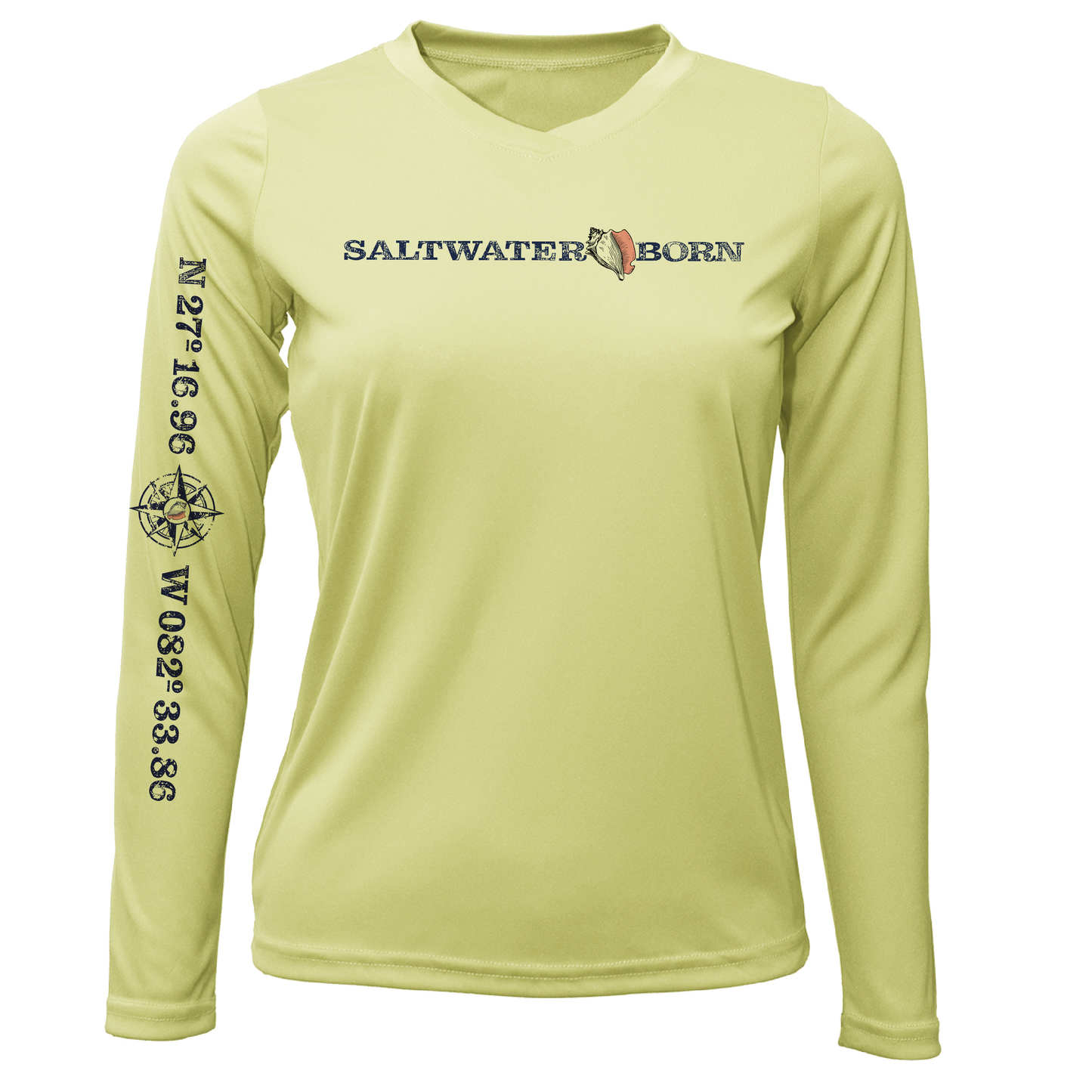 Siesta Key Saltwater Born Linear Logo Long Sleeve UPF 50+ Dry-Fit Shirt
