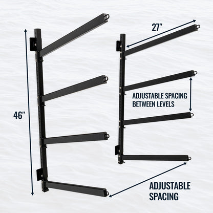 Shenandoah Kayak Storage | Outdoor Adjustable Rack | 4 Levels