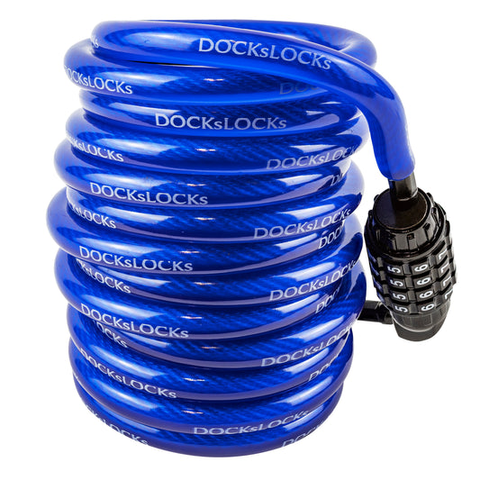DocksLocks® Anti-Theft Weatherproof Coiled Security Cable with Re-settable Combination Lock (5', 10', 15', 20' or 25') | SendIt Sailing