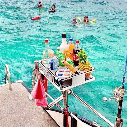 Docktail Boat Table Caddy with Adjustable Rod Holder Mount