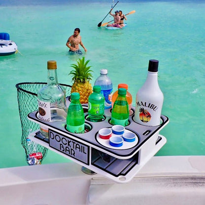 Docktail Boat Table Caddy with Adjustable Rod Holder Mount