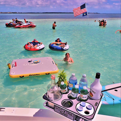 Docktail Boat Table Caddy with Adjustable Rod Holder Mount