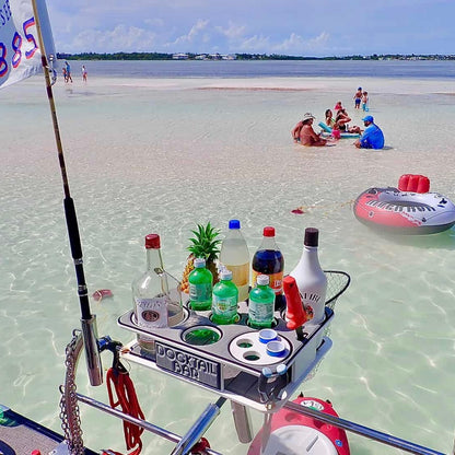 Docktail Boat Table Caddy with Adjustable Rod Holder Mount