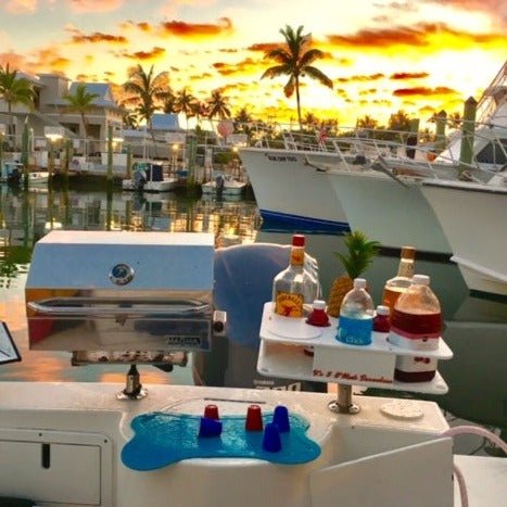 Docktail Boat Table Caddy with Adjustable Rod Holder Mount