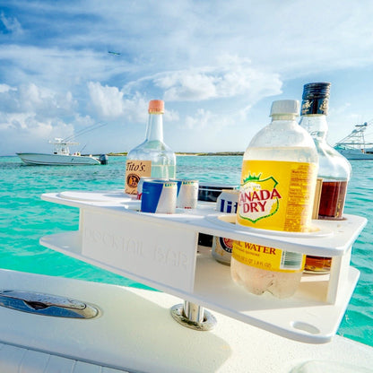Docktail Boat Table Caddy with Adjustable Rod Holder Mount