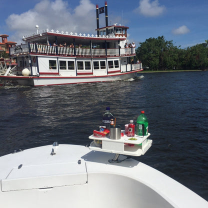 Docktail Boat Table Caddy with Adjustable Rod Holder Mount