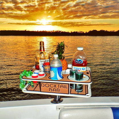 Docktail Boat Table Caddy with Adjustable Rod Holder Mount